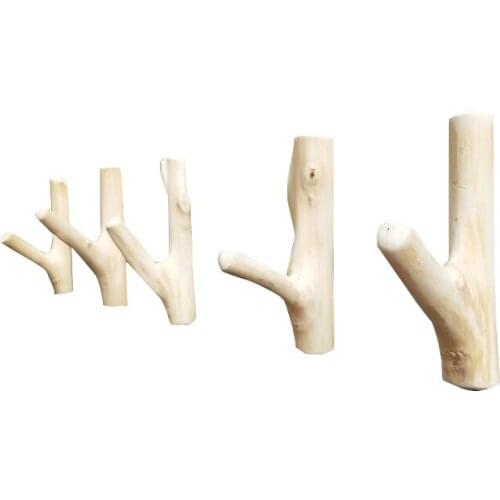 Solid wood sticking hook wall hanging pastoral decoration hanging hook wall decoration retro creative log branch hanging hook