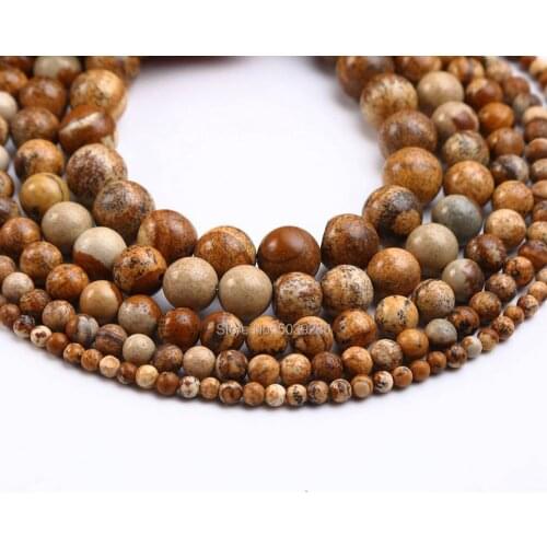 Bulk Wholesale Natural Stone Picture Jaspers Loose Beads for Jewelry Making Necklace Bracelet DIY 4/6/8/10/12mm