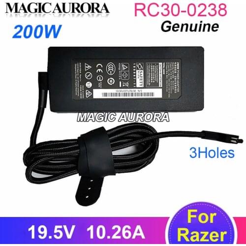 Original 200W Power Adapter 19.5V 10.26A RC30-0238 RC30-02380100 For Razer BLADE 15 2019 BASE RZ09-02385 Laptop Power Supply