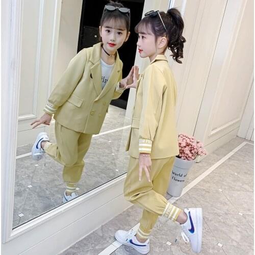 2020 Autumn New Kids Jacket Girls Clothes Set zipper Sweatshirt & Pants 2Pcs Sport Suits Teenager Tracksuits Children Clothing