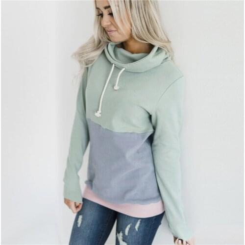 Autumn Women Sweatshirt Female Pullovers C Patchwork Long Sleeve Slim Hooded Drawstring Women Outerwear Tops Femmes Hoodies