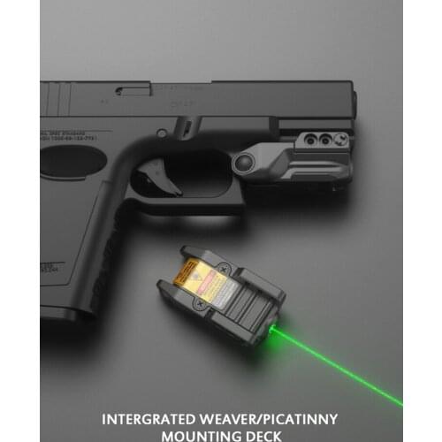 Compact Rechargeable Pistol Green Laser Sight with Constant Pulse Output 20mm Picatinny Rail for Glock Fullsize Compact Pistol
