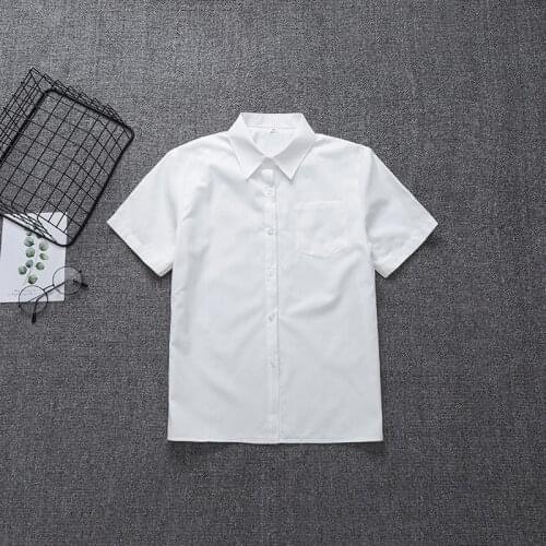 Japanese Student Short Sleeve Milk White Shirt For Girls Middle High School Uniforms School Dress Jk Uniform Top Oversize XS-5XL