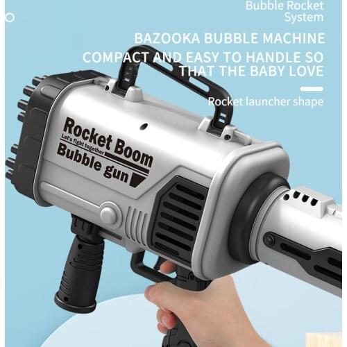 44-Hole Rocket Launcher Shape Bubble Maker Charging Electric Automatic Gatling Bubble Gun Toy Blower Bubbles Maker Gun for Kids