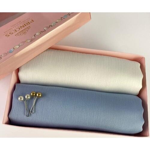 2pcs/Box Crinkle Satin Silk Hijabs Solid Color Plain Scarf Muslim Shawls Headband Islamic Headscarf Turban Echarpe Foulard