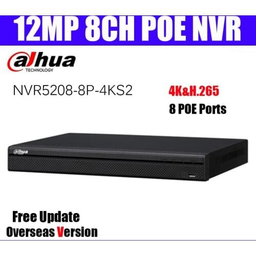 Dahua NVR5208-8P-4KS2 8CH POE NVR Pro Network Video Recorder CCTV Video Surveillance forCCTV System 4K H.265 NVR5208-8P-4KS2