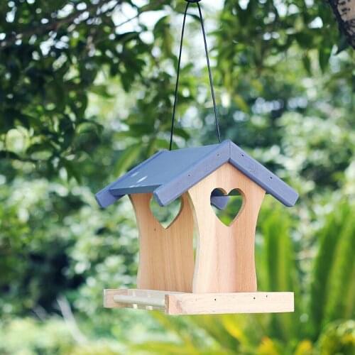 Solid Pine Birds Feeding From Feeder Wood House Design