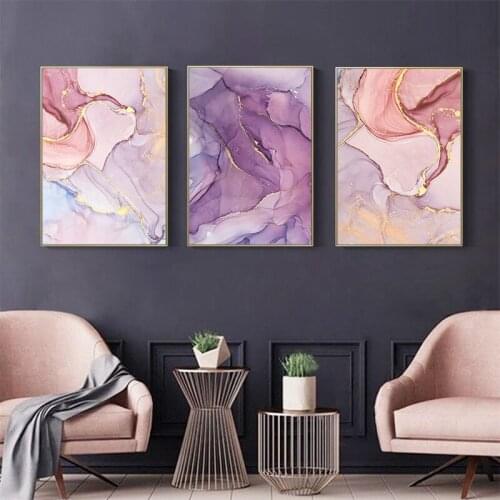 Modern Nordic Colorful Golden Scandinavian Poster Abstract Canvas Painting Wall Art Print Pictures for Living Room Home Decor