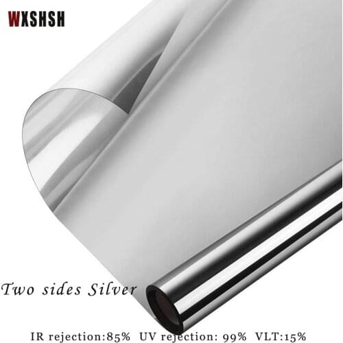 3m Length Heat Insulation Glass Film Silver One Way Perspective Glare Reduction Anti-UV Private Decorative Stained Foil