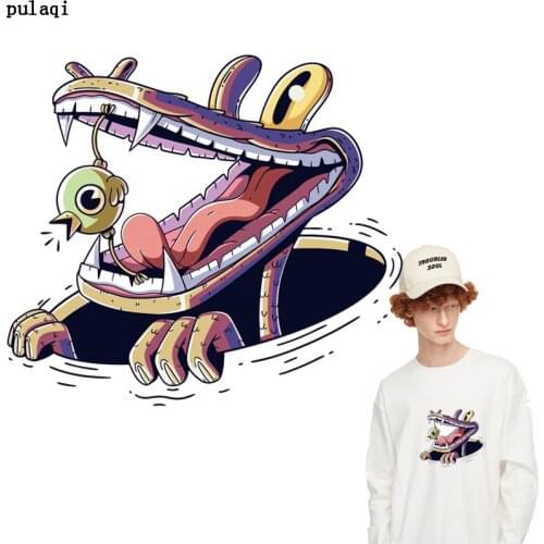 Pulaqi Black Skull Iron on Transfer Heat Transfer Vinyl Patches for Clothes Punk Pirate Viking Patch Applique Thermal Badges DIY