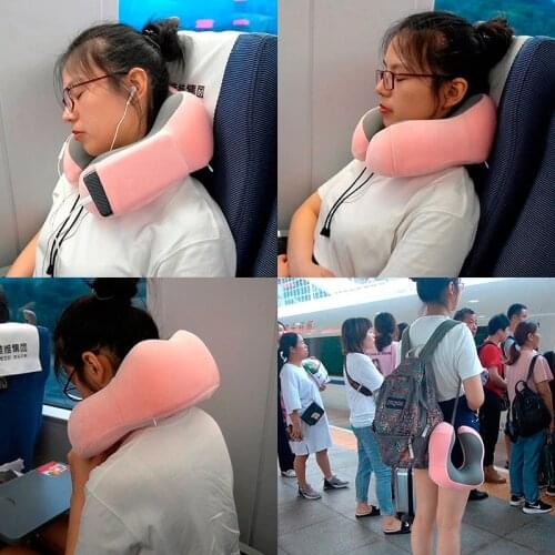 U-shaped pillow memory foam travel pillow neck pillow car plane nap neck pillow magnetic cloth u-shaped pillow custom 27*27*14cm