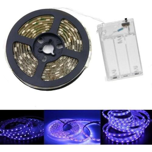 AAA battery 5V UV led strip light 395-405nm 5050 30led/m Ultraviole LED Black light Non waterproof tape lamp