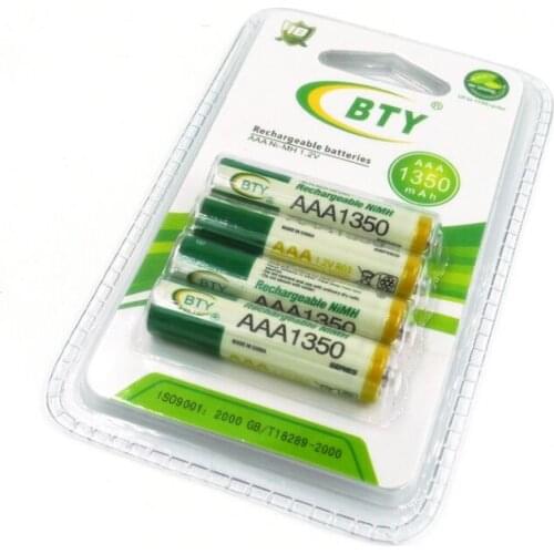 High Quanlity 4 x BTY 1.2V 1350 AAA Ni-MH Rechargeable Battery Bateria Baterias 4PCS/lot 400MAH