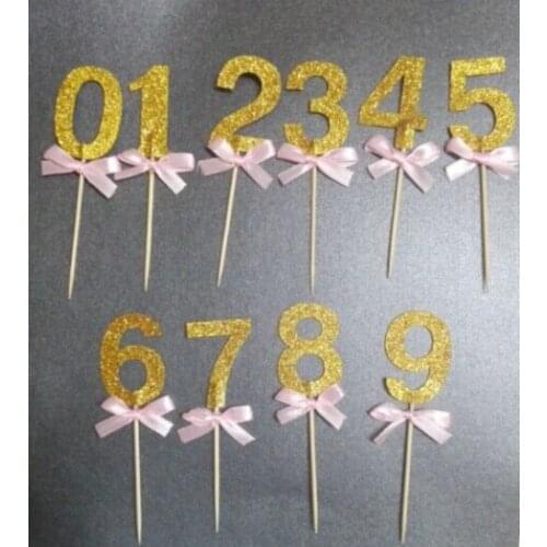 Custom Glitter Number color cupcake toppers Food Picks Bachelorette Wedding Bridal Engagement Lingerie Party cake decorations