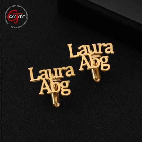 Custom Name Cufflinks Buttons Mens Wedding Gifts Personalized Letter Cufflinks Shirt Cufflink Woman Man Accessories Gift