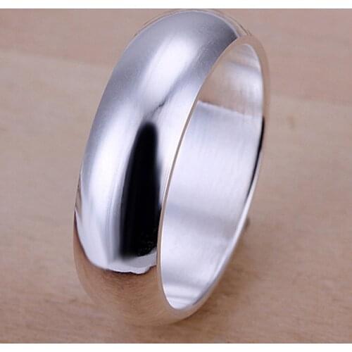 High Quality 925 Sterling Silver Rings Fashion Simple Round Circle Rings For Women Party Jewelry Size 5 6 7 8 9 10