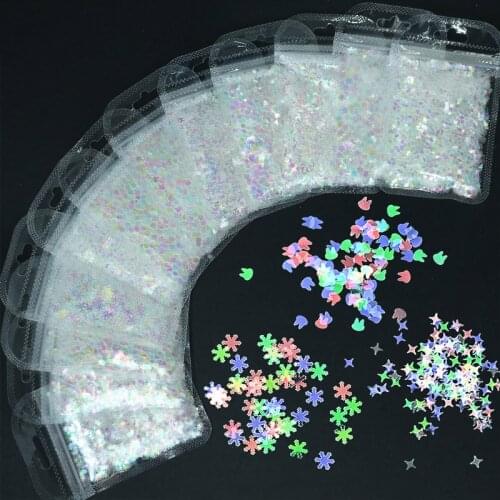 1 Bag Nail Art Holoraphic Glitter Flakes Nail Symphony Paillette Bright Color Transparent Rainbow Sequin For Nail Art Decoration