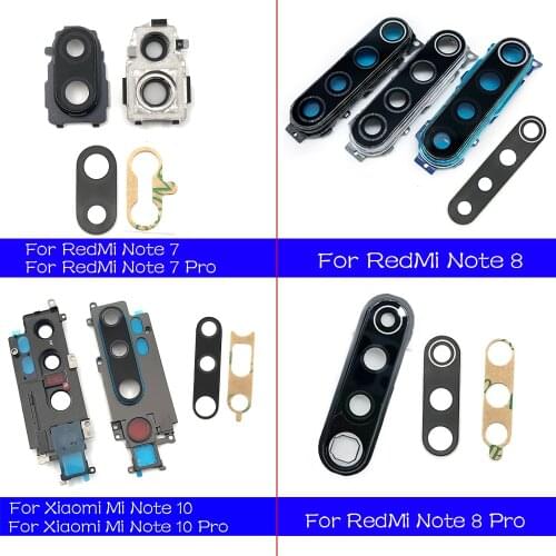 Frame With Lens For Xiaomi Redmi Note 10 7 8 Pro Rear Camera Glass Lens Back Camera Glass Cover