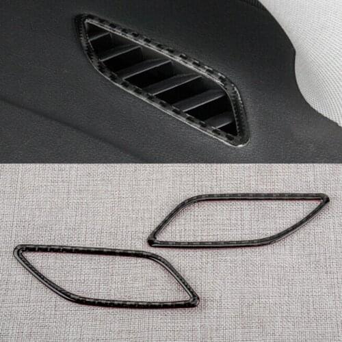 2Pcs/Set Car Black Carbon Fiber Upper Air Vent Outlet Trim Cover Frame Fit For Audi A4 2016 2015 2014 2013 2012 2011 2010 2009