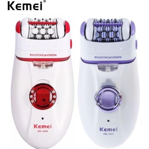 Kemei 2 in 1 Epilator Electric Shaver Defeatherer Depilatory Rechargeable KM-2668 Hair Remover Female Body face Underarm