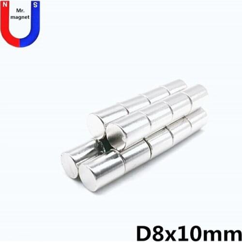 50pcs 8mm X 10mm Strong Cylinder Rare Earth Magnet 8X10 Neodymium magnet Bulk Sheet N35 N42 Mini Small Round Magnets Disc 8*10mm