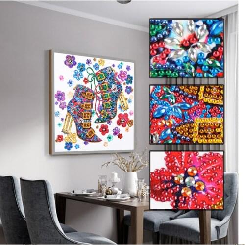 5D Special Shaped Diamond Painting Colorful Flower Mosaic Dotz Embroidery Art Shose Partial Diamond Round Rhinestone Picture