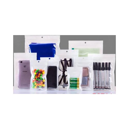 White / Clear Self Seal Zipper Plastic Packaging Pouch Pack Bag Ziplock Zip Lock Storage Bag Retail Package With Hang Hole
