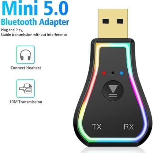 Bluetooth 5.0 Audio Receiver Transmitter 3.5mm Jack AUX USB Mini Stereo Music Wireless Adapter 3 IN 1 for TV Car PC Headphones