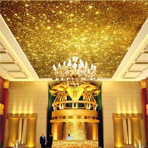 Custom large wallpaper 3d mural gold bright particles zenith ceiling wallpaper living room bedroom restaurant 3d papel de parede