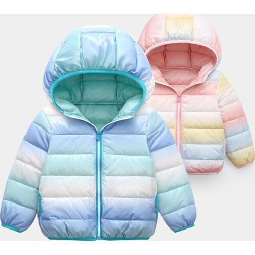 1-7 years old childrens down jacket cotton jacket winter boys and girls gradient color warm hooded cotton jacket baby jacket