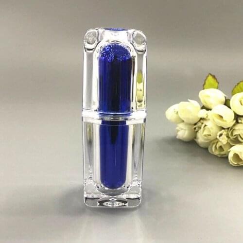 15ml pink/gold/blue/silver crystal clear square shape pump lotion/emusion/serum/foundation/serum cosmetic packing plastic bottle