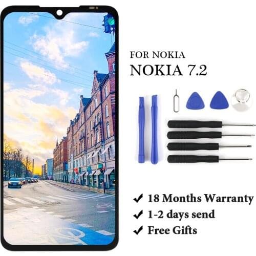 For Nokia 7.2 LCD Display Touch Screen Digitizer Assembly Phone Replacement Spare Part With Tool Black Color And No Frame