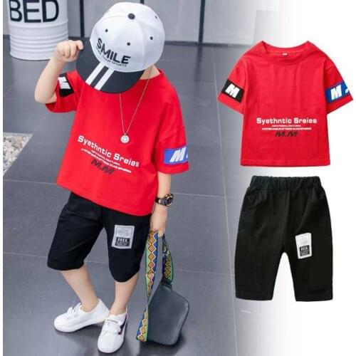 New Summer Baby Clothes Suit Children Fashion Boys Cartoon Letter T-Shirt Shorts 2Pcs/set Toddler Casual Clothing Kids Tracksuit