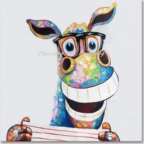Mintura Wall Picture for Living Room Oil Paintings on Canvas Hand Painted The Grinning Horse Home Decoration Wall Art No Framed
