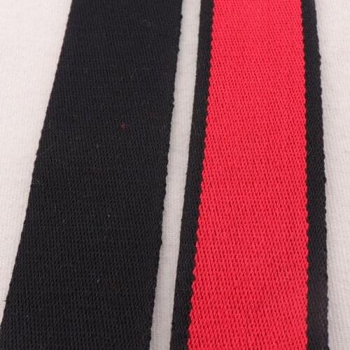 1 1/2"(38mm) Cotton Webbing Red Black Striped Black Back Ribbon Heavy Weight Bag Purse Straps Totes Belts Tape Bag Handle