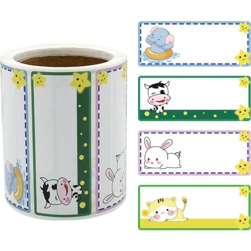 2.5x 5 CM Name Tag Sticker 300 Pcs Customize Waterproof Personalized Adhesive Labels Children Stationery Animal Tag Sticker Roll