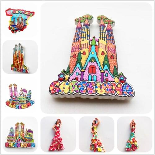 European and American Spain scenery Fridge Magnets Tourist Souvenirs Magnetic Stickers Travel Gifts