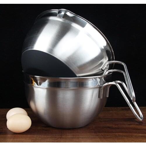 Stainless Steel Bowl with Handle for Beat Eggs Knead Dough Stir Fruit Salad Bowl