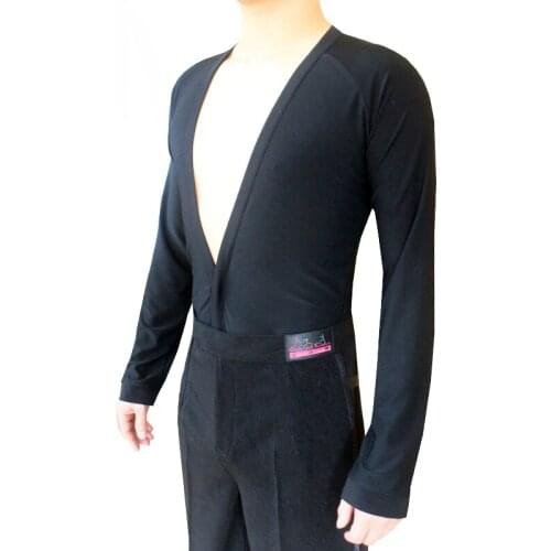 Hot Sale Latin Dance Shirt For Men Black Fabric Tops Male Adult Professional Clothes Salsa Square Rumba Ballroom Galop Wear 7031