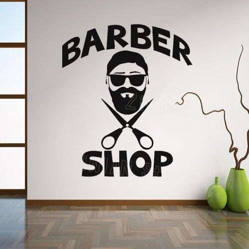 Mens Hairdresser Hair Salon Logo Wall Sticker Barbershop for Man Art Decals Poster Waterproof Wall Window Decoration Z416