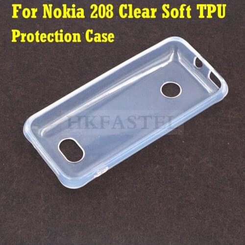 HKFASTEL For Nokia 208 Single Dual SIM Card jelly Clear Soft TPU Protection Back Housing Case Skin Camera Protect Cover