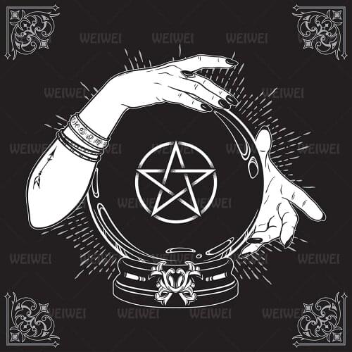 Pentagram Diamond Art Kits for Adults Diy 5D Magic Fortune Teller Mosaic Rhinestones Wall Art Cross Stitch for Decor Accessories
