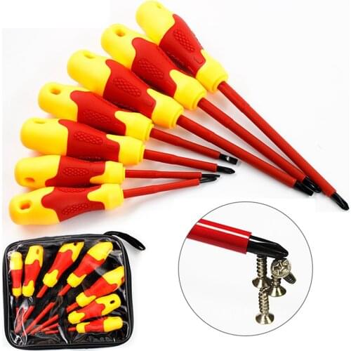 7pcs Chrome Vanadium Steel Screwdriver Set Insulated Electrician Screw Driver Magnetic Phillips Slotted Screwdrivers Hand Tools