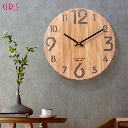 12 inch Wooden 3D Wall Clock Modern Design Nordic Brief Living Room Decoration Kitchen Clock Art Hollow Wall Watch Home Decor