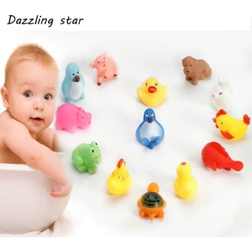 2019 New Optional 23 animals Lovely Mixed Animals Colorful Soft Rubber Float Squeeze Sound Squeaky Bathing Toy For Baby GYH