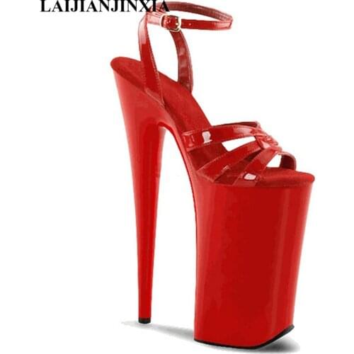 LAIJIANJINXIA New Fashionable summer womens Shoes stiletto heels 23 cm ultra high sexy 9 inch model nightclub show sandals