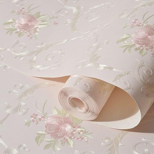 Wellyu wallpaper European pastoral new non-woven exquisite embossed wallpaper warm bedroom living room TV background wallpaper