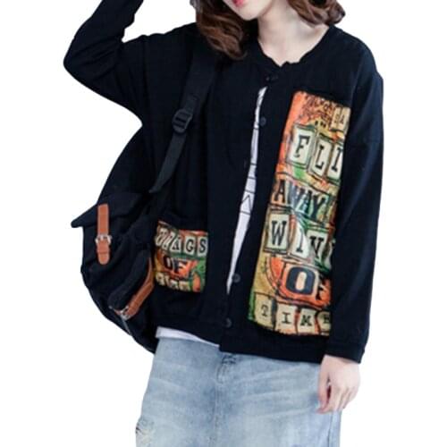 Autumn Fashion Long Sleeve Black Jacket Women Casual Slim Letter Printing 2021 Cardigan Cotton Harajuku Ladies Loose Clothes New