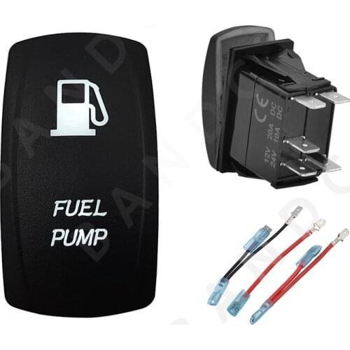FUEL PUMP Rocker Switch 5P ON-OFF SPST White Led Lights Push Switch for Car Boat ARB RV SUV Van,Jumper Wires,Auto Accessories