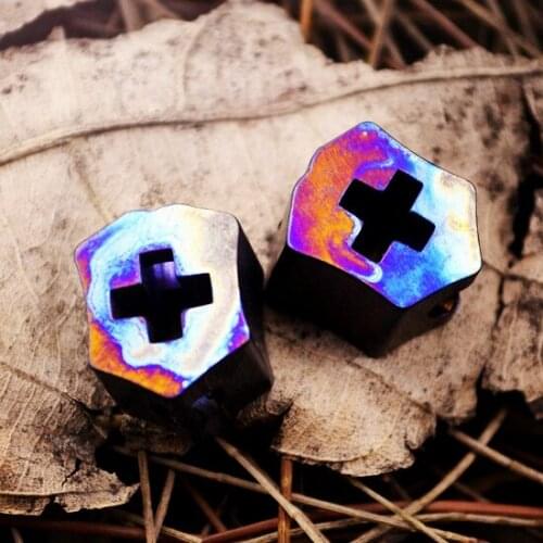 Handmade Mottled Cross Metal Knife Parachute Cord Beads TC4 Titanium Paracord Knife Lanyard Bead Pendant Keychain Accessory 1pcs